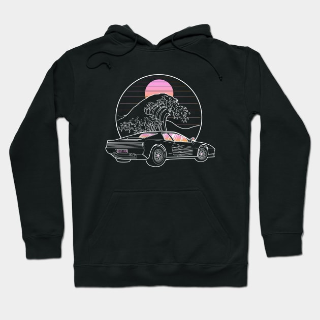 Retro Testarossa Japanese Wave Hoodie by DreamerWave